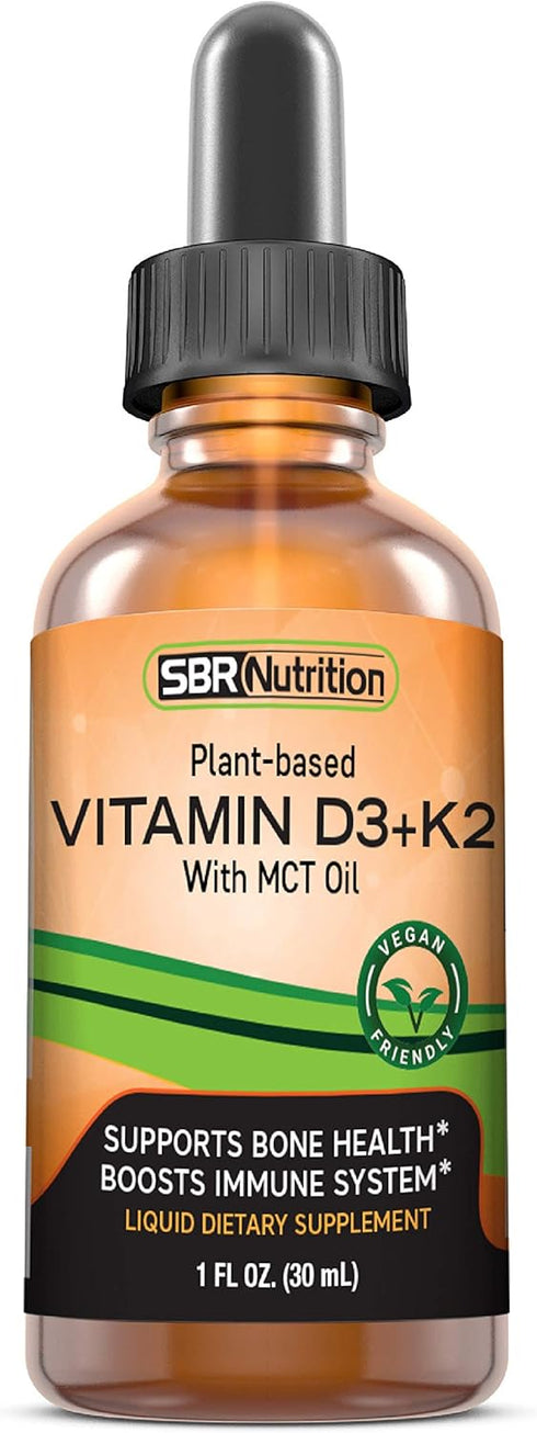 Vegan Vitamin D3 + K2 (MK-7) Liquid Drops with MCT Oil, Peppermint Flavor, Helps Support Strong Bones and Healthy Heart...