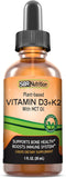 Vegan Vitamin D3 + K2 (MK-7) Liquid Drops with MCT Oil, Peppermint Flavor, Helps Support Strong Bones and Healthy Heart...