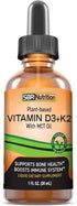 Vegan Vitamin D3 + K2 (MK-7) Liquid Drops with MCT Oil, Peppermint Flavor, Helps Support Strong Bones and Healthy Heart...
