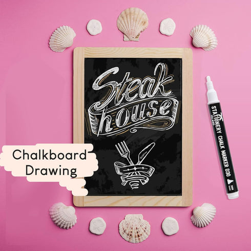 Stationery Island Liquid Chalk Pens White Markers for Blackboards Dry Erase Chalk Marker Pens Wipeable for Chalkboard, Window, Glass, Signs and Mi...