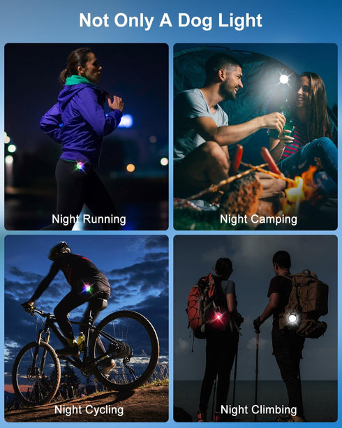 Dog Lights for Night Walking, 2 Pack 4 Modes Dog Collar Light, Rechargeable Dog Walking Light for Nighttime Clip On, IP68 Waterproof Safety Light ...