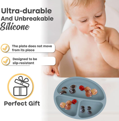 RYANSHOP Suction Plates for Baby - Silicone Baby Plates with Suction First Meal Baby Suction Plate Suction Plates for Toddlers Kids...