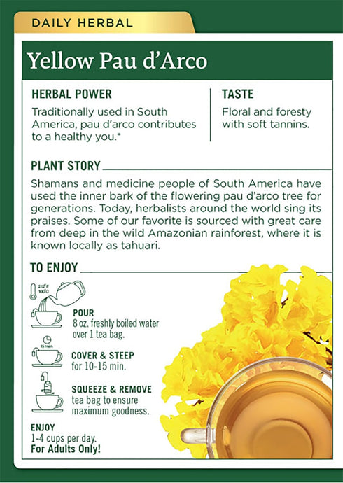 Traditional Medicinals Yellow Pau d’Arco Herbal Tea, Contributes to a Healthy You, (Pack of 2) - 32 Tea Bags Total...