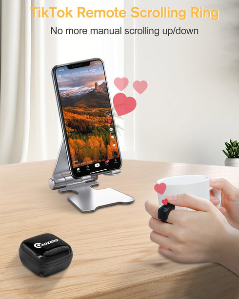 Remote Control for TikTok, Page Turner for Kindle App, Bluetooth Camera Video Recording Remote, Scrolling Ring for TIK Tok, iPhone, iPad, iOS, And...