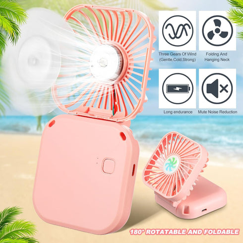 Hortsun 3Pack Necklace Fan Portable Neck Hanging Fan Mini Fan Handheld Fan for Cooling Small Personal Hands Free Fan USB Rechargeable Battery 3 Sp...