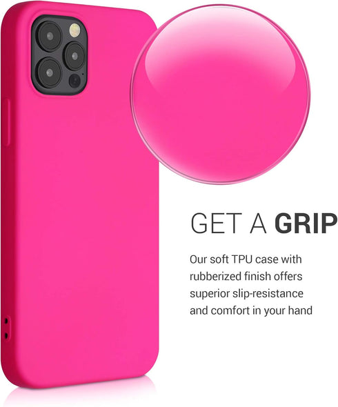 kwmobile Case Compatible with Apple iPhone 12 / iPhone 12 Pro Case - Slim Protective TPU Silicone Phone Cover - Neon Pink...