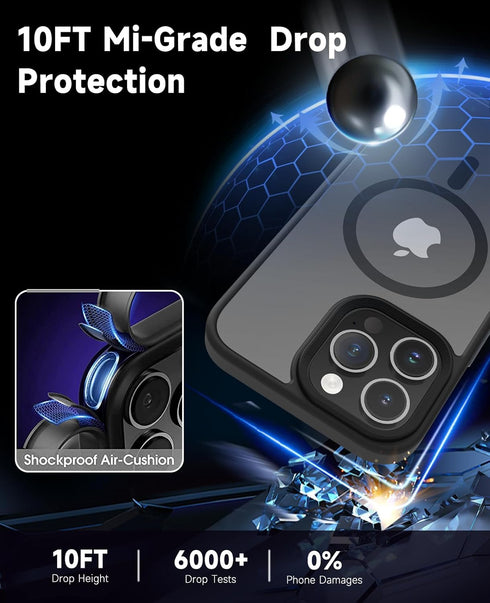 4 in 1 Magnetic for iPhone 13 Pro Max Case Built-in 2 Screen Protector + Lens Protector, Supprot MagSafe Accessories, Military Grade Protection Ca...