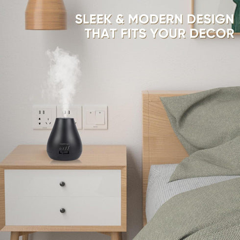 Waterless Essential Oil Diffuser - 3 Adjustable Fog Levels, Rechargeable, Suitable for Bedrooms, Bathrooms, Pet Rooms, Cars - Black...