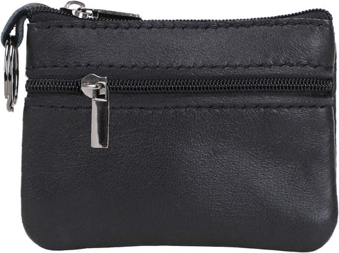 Genuine Leather Coin Purses Mens Women Leather Zipper Coin Purse Pouch Slim Change Credit Card Holder Slim Wallet Key Holder Change Pouch Small Wa...