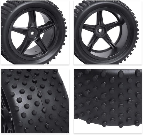 Hobbypark Front and Rear Tires & Wheels Set 12mm Hex Hubs Foam Inserts for Redcat HPI Exceed RC 1/10 Off Road Buggy Tyre (4-Pack)...