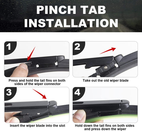 Original Front and Rear Windshield Wiper Blade Replacement Pinch Tab 26"+22"+11" for 2011-2017 Ford Explorer All Weather (Set of 3)...