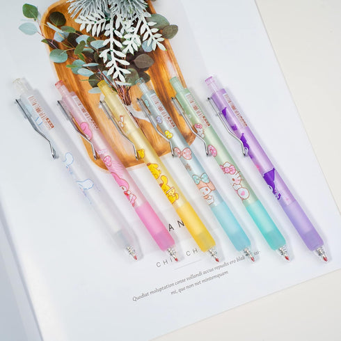6 Pcs Cartoon Ballpoint Pens Anime Gel Ink Pen Black 0.5mm Melody Kitty Gifts Cute Kawaii School Supplies Set For Kid Teen Girls Students...