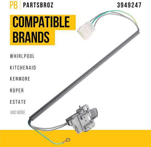 3949247V 3949247 Washer Lid Switch by PartsBroz - Compatible Estate Kenmore KitchenAid Roper Whirlpool Washing Machine Door Switch - Replaces AP5983746 4248251 PS11722098 - Upgraded Tested Model