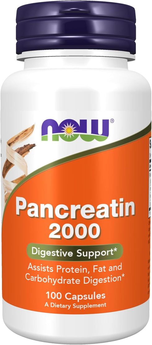 NOW Supplements, Pancreatin 10X 200 mg with naturally occurring Protease (Protein Digesting), Amylase (Carbohydrate Digesting), and Lipase (Fat Di...