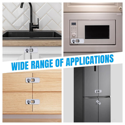 NiHome Child Proof Refrigerator Lock 6-Pack, Baby Safety Locks for Fridges, Cabinets, Drawers, Double Doors and More, French Fridge Door Lock Prot...