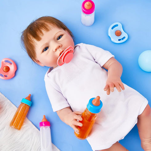 7 Pcs Disappearing Doll Feeding Set Baby Doll Bottles Milk and Juice Bottles with Toy Pacifier Baby Doll Accessories Doll Bottle Toy for Doll Acce...