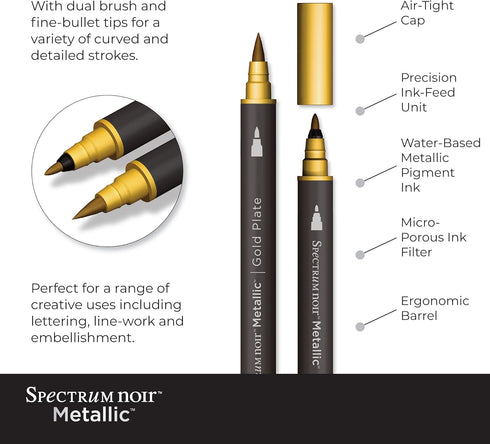 Spectrum Noir 6 Piece Rare Minerals Metallic Marker Set, Multicolor...