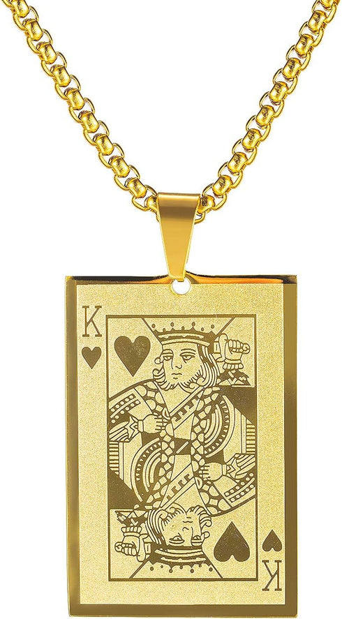 Punk Rock Stainless Steel Playing Card Poker Dog Tag Pendant Necklace...