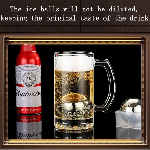 Whiskey Balls Reusable Stainless Steel Metal Ice Sphere Cubes Beverage Chilling Rocks Whiskey Stones for Red Wine, Bar Beer, Scotch, Vodka Drinks...