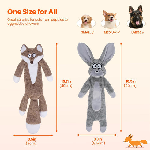 HGB Squeaky Dog Toys, No Stuffing Crinkle Dog Toys for Large Medium Small Dogs, Interactive Dog Toys to Keep Them Busy, Plush Dog Chew Toys for Bo...