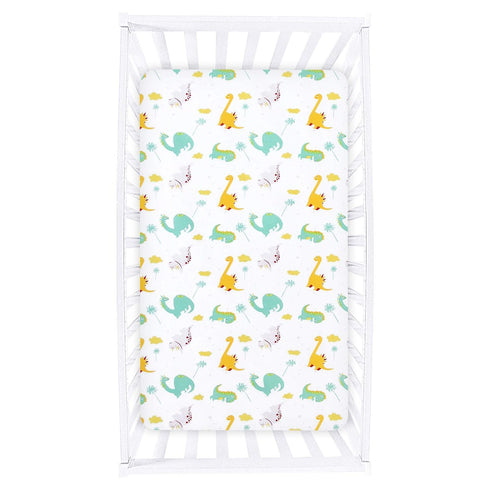 Dinosaur Crib Sheet for Boys Girls, Baby Crib Sheet Fit for Standard Crib and Toddler Mattress, Soft and Breathable Microfiber Crib Fitted Sheet f...