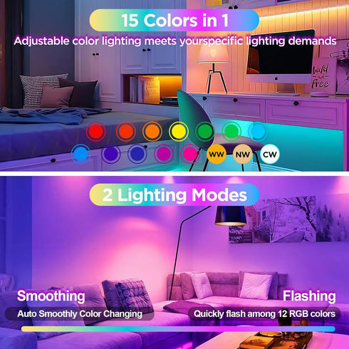Rechargeable Battery Operated Light Bulb with Remote Control 2 Packs, 350LM Dimmable Detachable LED Bulb with 15 Colors Selectable & 3 Timer, Wire...