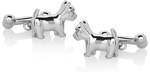Men's High Polished Silver Tone Dog and Bone Cuff Links...