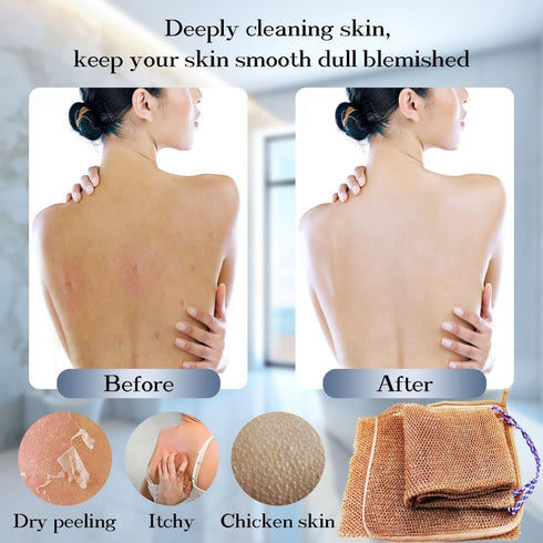 3 Pcs African Exfoliating Net Sponge, Washcloth Scrubber Shower Essentials African net Bath Sponges Bathing Shower Cloth Kit for Back, Body, Face-...