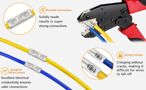 2 AWG Butt Connectors 8PCS 2 Gauge Non-Insulated Butt Splice Connectors 38mm² Uninsulated Crimp Wire Connectors Tinned Copper Marine Grade Crimp B...