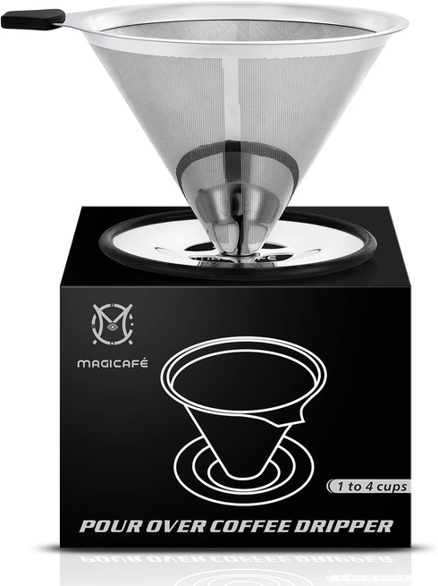 Pour Over Coffee Dripper - Stainless Steel Micro Mesh Filter with Scoop Fits Most Travel Mugs,Tea And Coffee Cups...