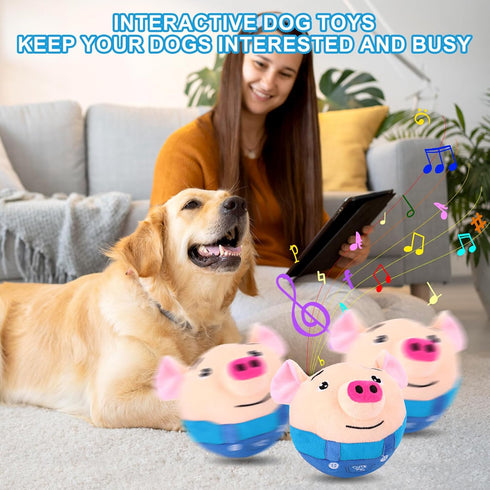 Active Moving Pet Plush Toy for Dogs, Interactive Pet Toys for Boredom Intelligence, Pig Dog Easter Toy to Keep Them Busy with Recording and Music...