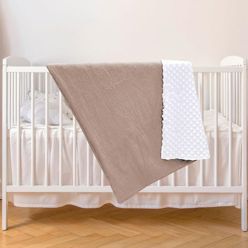 Baby Muslin Blankets, Cotton Crib Blankets for Toddlers, Soft Newborn Blankets for Unisex Girls and Boys, Super Soft Nursery with Dotted Fleece Ba...