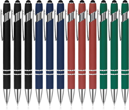 Ballpoint Pens with Stylus Tip, Soft Touch Click Stylus Pen, 2 in 1 Retractable Metal Stylus Pens, Black Ink, for Birthday Anniversaries Graduatio...
