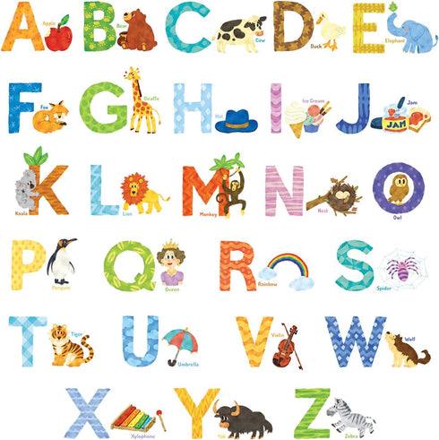 DECOWALL DS-8003 Watercolour Animal Alphabet Kids Wall Stickers Wall Decals Peel and Stick Removable Wall Stickers for Kids Nursery Bedroom Living...