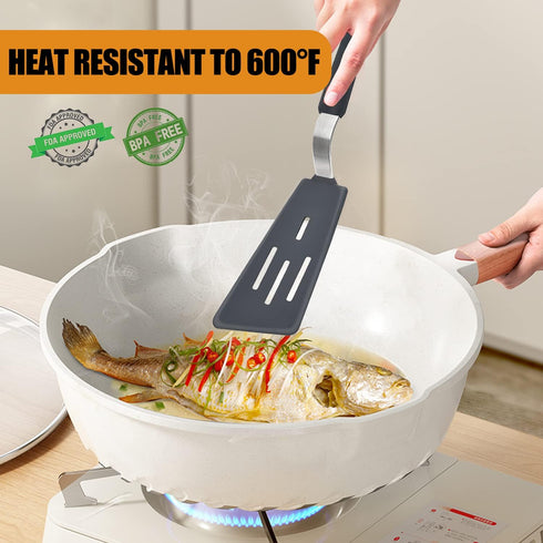 Silicone Spatula Turner Set of 3, Beijiyi 600°F Heat Resistant Cooking Spatulas for Nonstick Cookware, Large Flexible Kitchen Utensils BPA Free Ru...