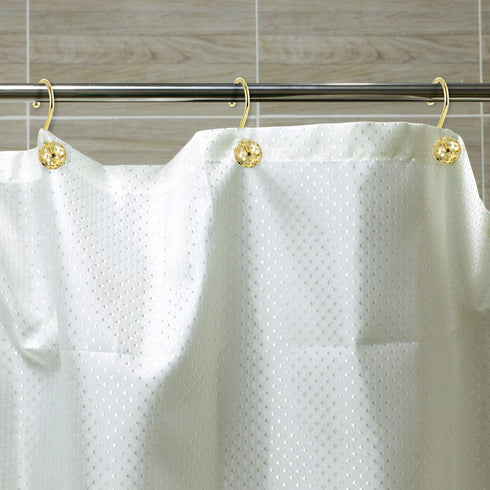 Chictie Gold Shower Curtain Hooks Rings,Set of 12 Brass Decorative Bling Metal Rustproof Shower Hangers Rings for Bathroom Curtains Rods Hollow Ba...