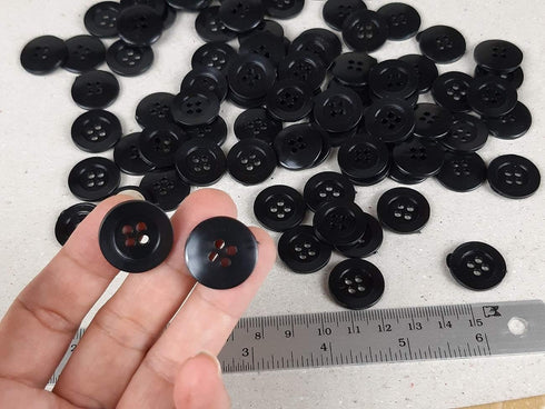 3/4" Inch Round Button (19 mm) 150 Pcs for Sewing Garment Clothing Dress Pants Skirt Hat Accessories Scrapbooking DIY Craft - Black Color....