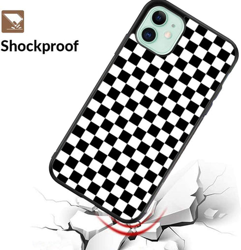 Black White Checkered Flag Case Compatible with iPhone XR ,Chessboard Pattern Protective Case for Women Girls(Checker) 6.1"...