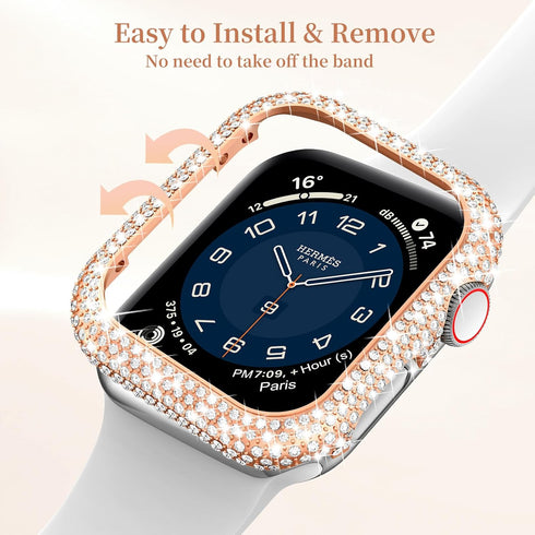 Mosonio Case Cover Compatible with apple watch 41mm, Full Bling Metal watch case 9/8/7 41mm for Women, Shiny and Durable Protective Case Cover for...