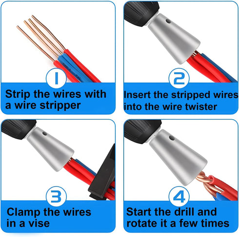 2PCS Wire Twister Tool for Drill Wire Twisting Tool Wire Connector Wire Nut Twister Wire Stripper Parallelizer, Silver, 2.3 INCH...
