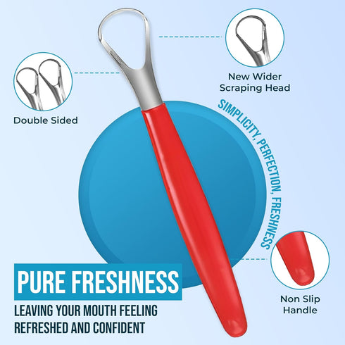 Tongue Cleaner,Tongue Scraper Cure Bad Breath,Tongue Cleaners Stainless Steel,Tongue Scrapers for Adults & Kids Fresher Breath in Seconds by AARAM...