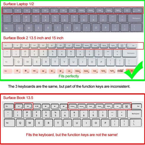Keyboard Cover for Microsoft Surface Laptop 2017/Laptop 2 2018, Surface Book 2 13.5" and 15", Silicone Skin Protector with Floral & Big Letter Des...