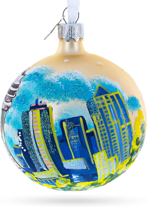 Seattle, Washington Glass Ball Christmas Ornament 3.25 Inches...