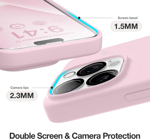 GONEZ for iPhone 15 Pro Max Case Silicone, Compatible with Magsafe, 2X Camera Protector + 2X Screen Protector, Soft Anti-Scratch Microfiber Lining...