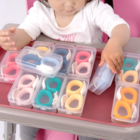 Baby Self Feeding Training Spoon and Fork Set with Travel Case, BPA-Free Cute Circle Toddler Training Utensils, Silicone/ABS Great Tableware Set S...