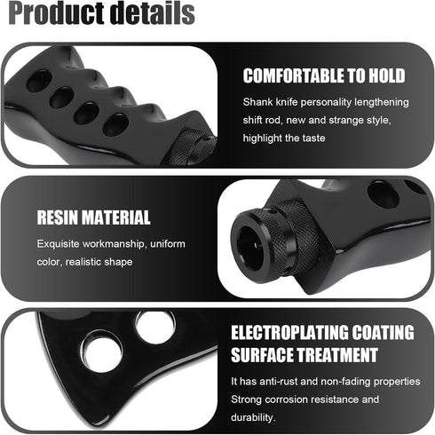 1 PC Car Manual Gear Shift Knob, Knife Handle Decoration Comfortable Grip Modified Gear Shifter with Adapter, Resin + Metal Gear Lever Wave Stick ...