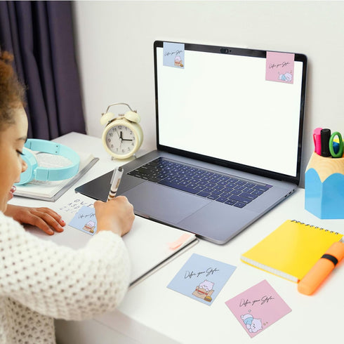 Cute Self-Stick Note Pads, 4 Pack 320Sheets Kawaii Animal Sticky Notes Cartoon Memo Pads Markers Flags Cute Stationary Note Pads for School Home S...