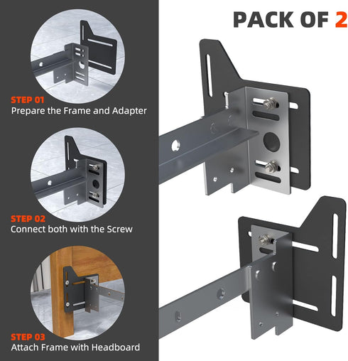 2Pcs Bed Frame Brackets Adapter for Headboard Extra Heavy Duty, Bed Adapter Conversion Plate, Queen Bed Frame Headboard Brackets Modification Plat...