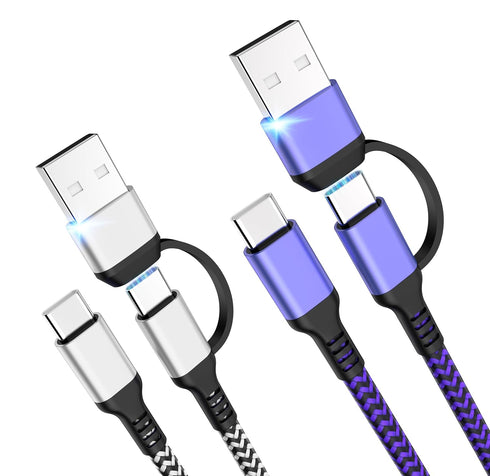 USB C Cable 6FT, 2Pack 60W 2in1 Charging Cable Type C Charger Fast Charging Cable Nylon Braided USB A/C to USB-C Cable for iPhone 15 Pro Max iPad ...
