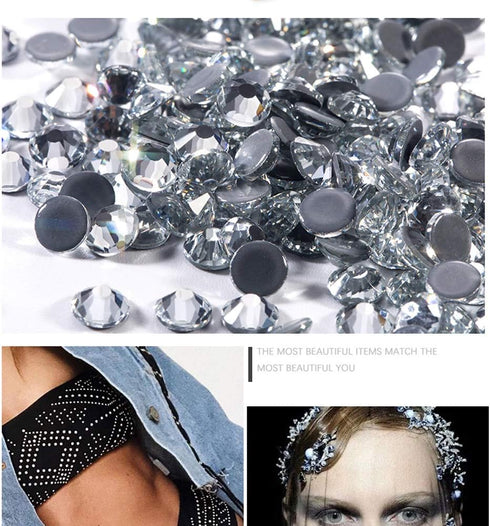 Dowarm 1440 Pieces Crystal Clear Hotfix Crystals, Hot Fix Rhinestones for Crafts Clothing, Flatback Glass Gems for Dance Costumes (SS20)...
